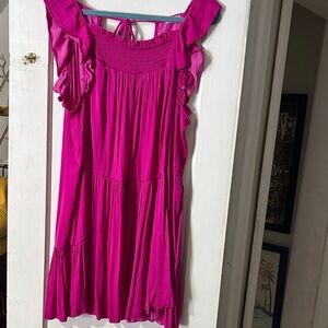 Free People Pink Ruffle Mini Dress